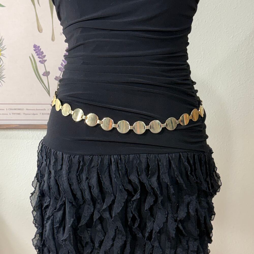 90s Y2k Gold Tone Circle Adjustable Chain Belt Trashy McBling Bimbo Gyaru Gal